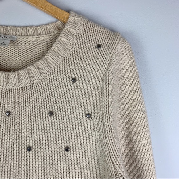 FOSSIL Merino Wool Cashmere Blend Studded Sweater - Picture 7 of 9